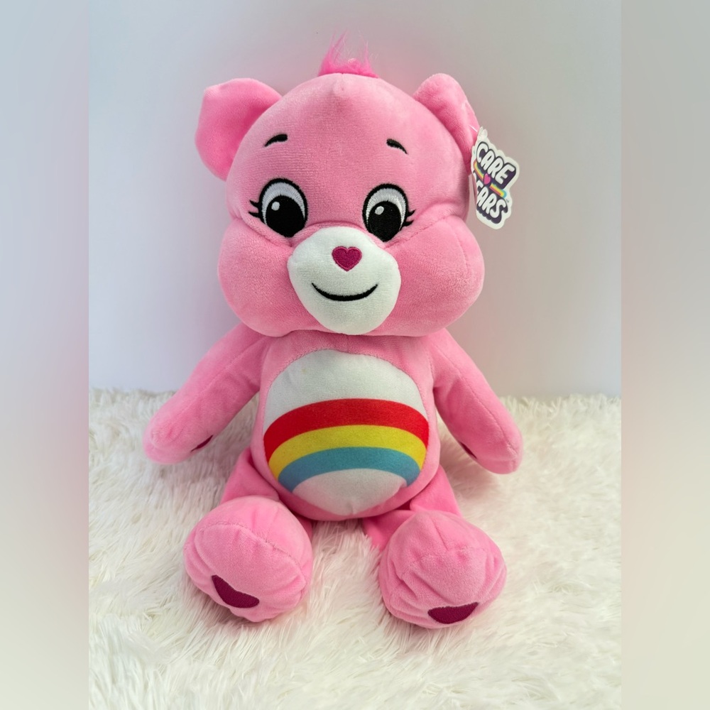 Care Bears Cheer Bear Plush 2024 Basic Fun Edition 14” Pink Rainbow Belly